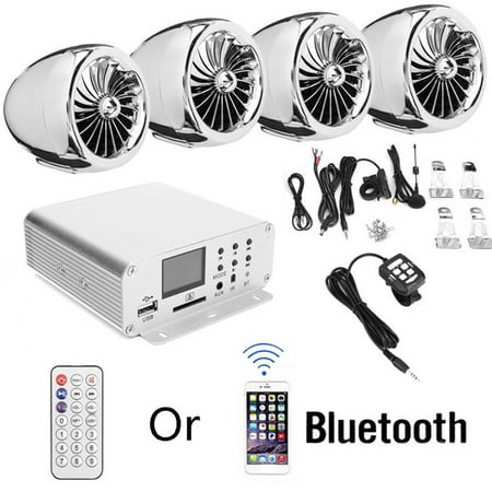 1000W Bluetooth Motorcycle Stereo 4 Speaker Audio MP3 System AUX USB SD FM Radio