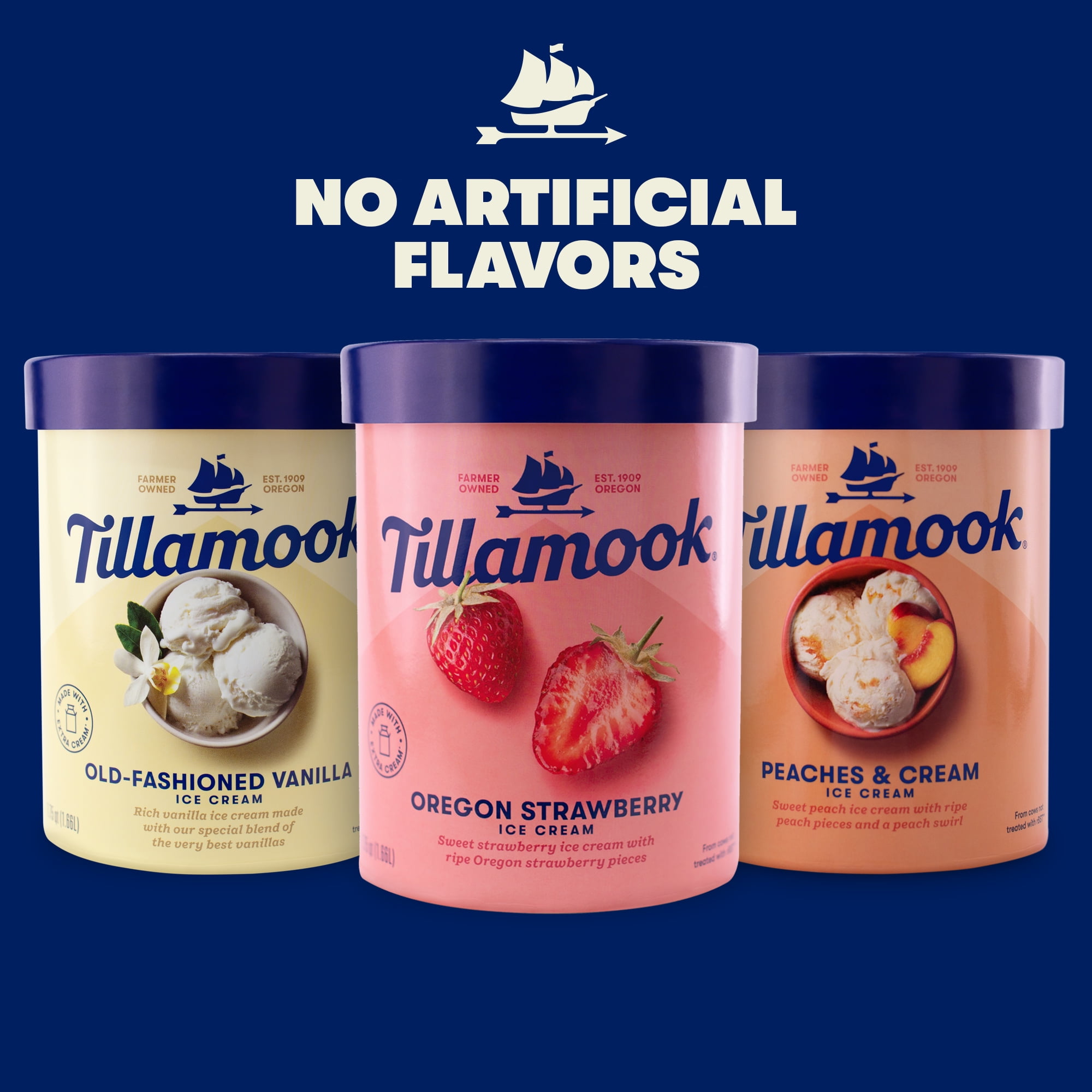 Tillamook Peaches & Cream Ice Cream, 56 oz, 1.75 qt
