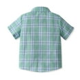 thumbnail image 7 of Toddler Boys Dress Shirt Summer Button Down Shirts Short Sleeve Plaid Tops Polyester Gentleman Wedding Outfits, Green, 3 Years, 7 of 7