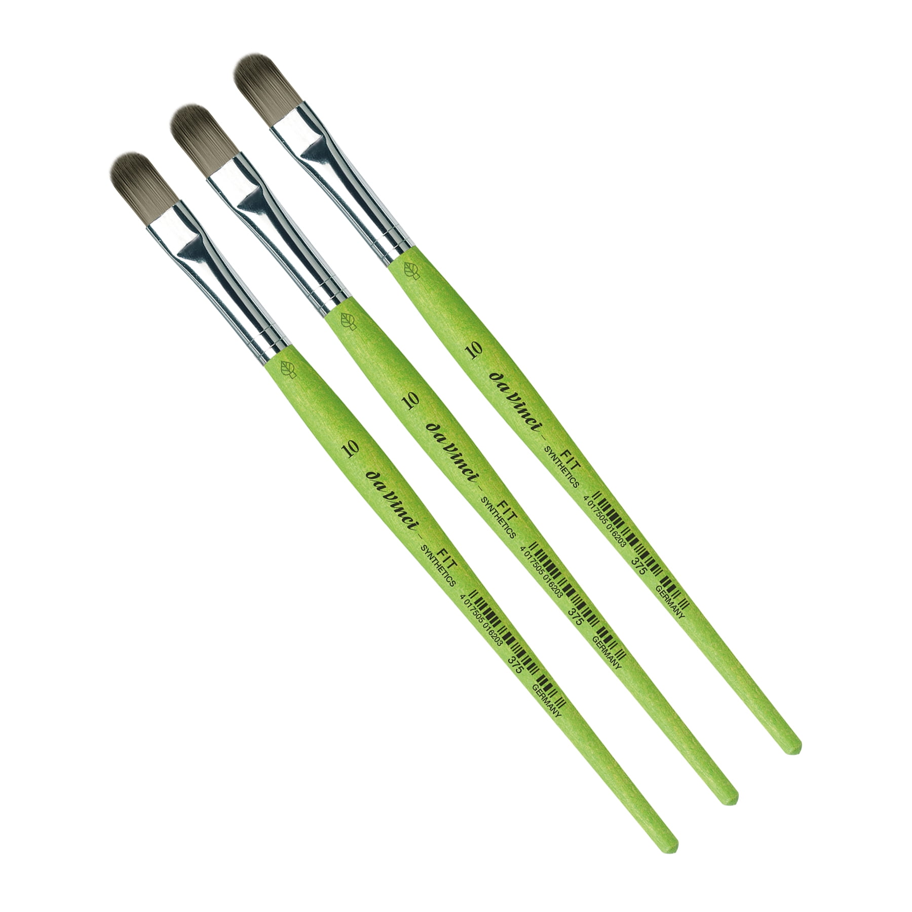 da Vinci FIT Synthetics Student Brush, Synthetic, Acrylic & Tempera, Filbert, Series 375, Size 10, Pack of 3