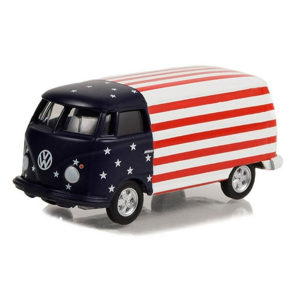 1964 Volkswagen Type 2 Panel Van, Red, White and Blue - Greenlight 36060A - 1/64 scale Diecast Car