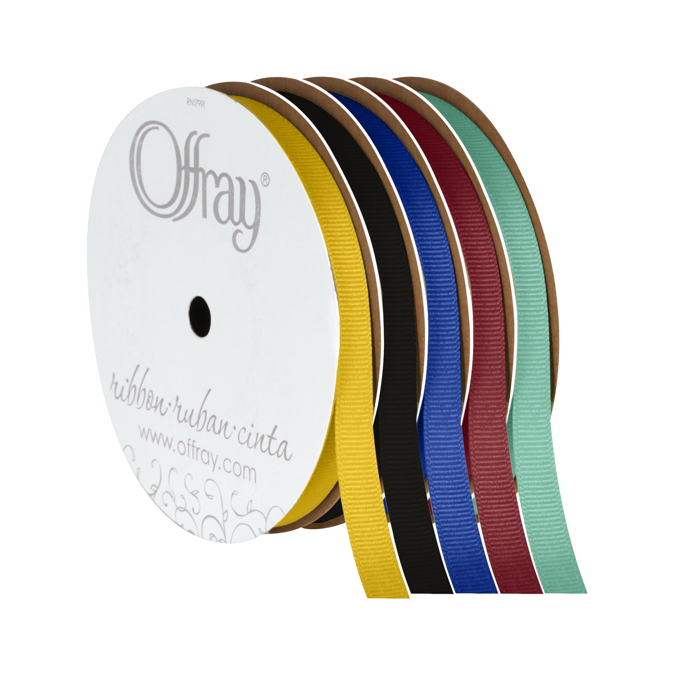(3 pack) Offray Ribbon, Lemon Yellow 3/8 inch Grosgrain Polyester Ribbon for Sewing, Crafts, and Gifting, 18 feet, 1 Each