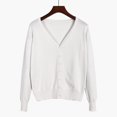 thumbnail image 2 of eileial Women's V Neck Sweaters Casual Open Front Button Down Cardigan Comfy Knit Outerwear Basic Solid Color Sweater Coat Fall,White XXL, 2 of 3