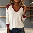 thumbnail image 6 of Wlynlyn Long Sleeve Shirts for Women Casual V Neck Color Block Tunic Tops Loose Fitted Cozy Soft T-Shirts, 6 of 7