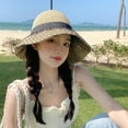 thumbnail image 5 of Sombrero de malla con lunares de 56-58 cm de circunferencia para el sol, sombrero de paja para playa con protección solar para verano para mujer, 5 of 5