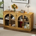 thumbnail image 3 of Tcbosik Sideboard Buffet Cabinet, Modern Storage Cabinet with 4 Glass Doors, Console Cabinet with Adjustable Shelves for Entryway, Living Room, Natural Wood, 3 of 10