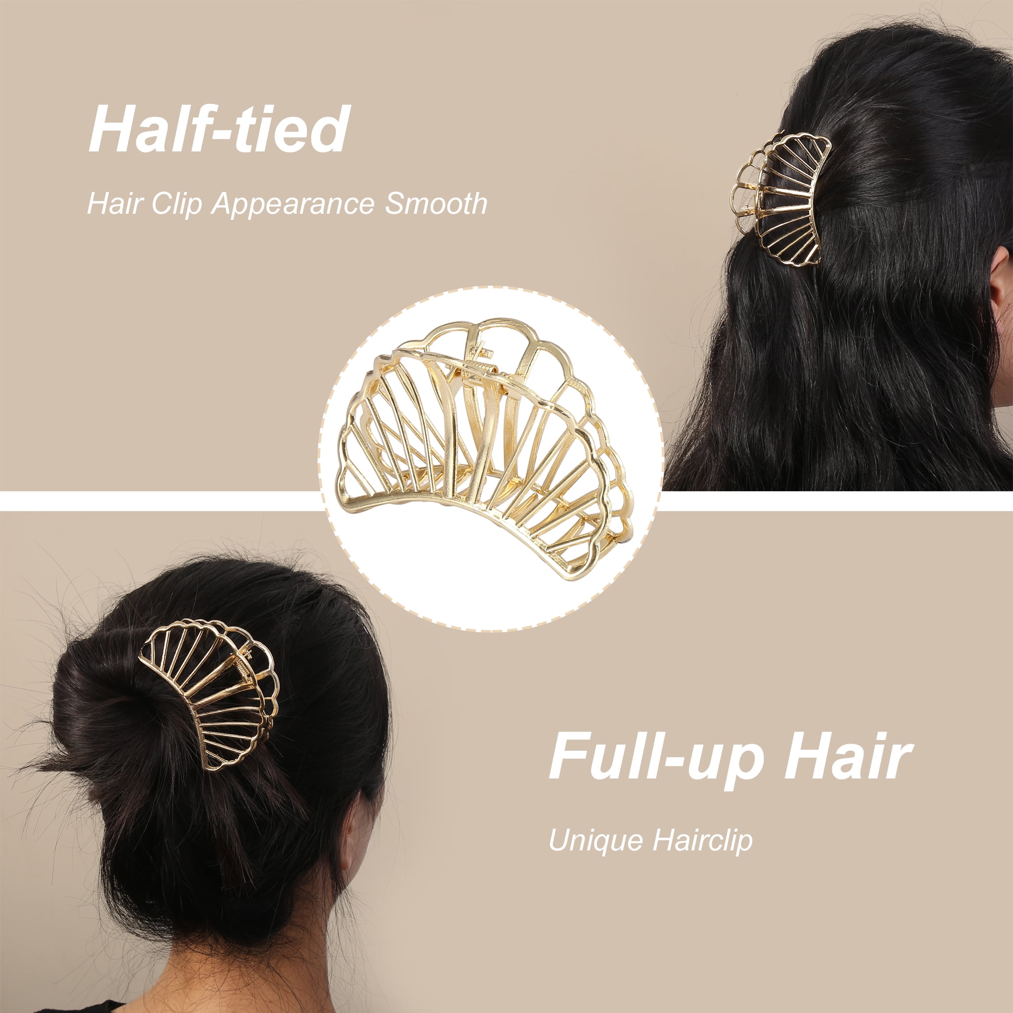 Unique Bargains 2.8" Metal Hair Claw Hair Barrettes Shell Shaped for Fashion for Women