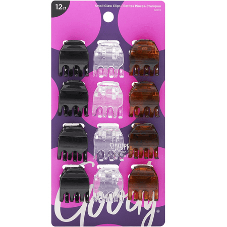 Goody Small Basic Half-Claw Clips, Hair Clips in Assorted Colors, 12 Pk