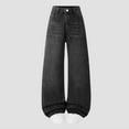 thumbnail image 2 of WMTBSRSW Teen Girls Wide Leg Jeans Cute High Waisted Baggy Denim Pants with Pockets Y2K Boyfriend Skater Streetwear Kids Clothes Black 14-15 Years, 2 of 6