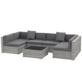 thumbnail image 1 of CoSoTower 7pc Garden Wicker Sectional Set w/ Tea Table Patio Rattan Lounge Sofa Outdoor Deck Furniture Grey, 1 of 7