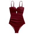 thumbnail image 4 of HJYCHN One-Piece Swimsuit for Women Solid Color Push Up Swimsuit and Stylish for Women's Swimwear Bathing Suit for Women Red XL, 4 of 4