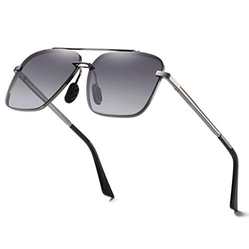 Gradient UV Protection Lenses Square polarized sunglasses for men Oversized Aviator Metal Frame