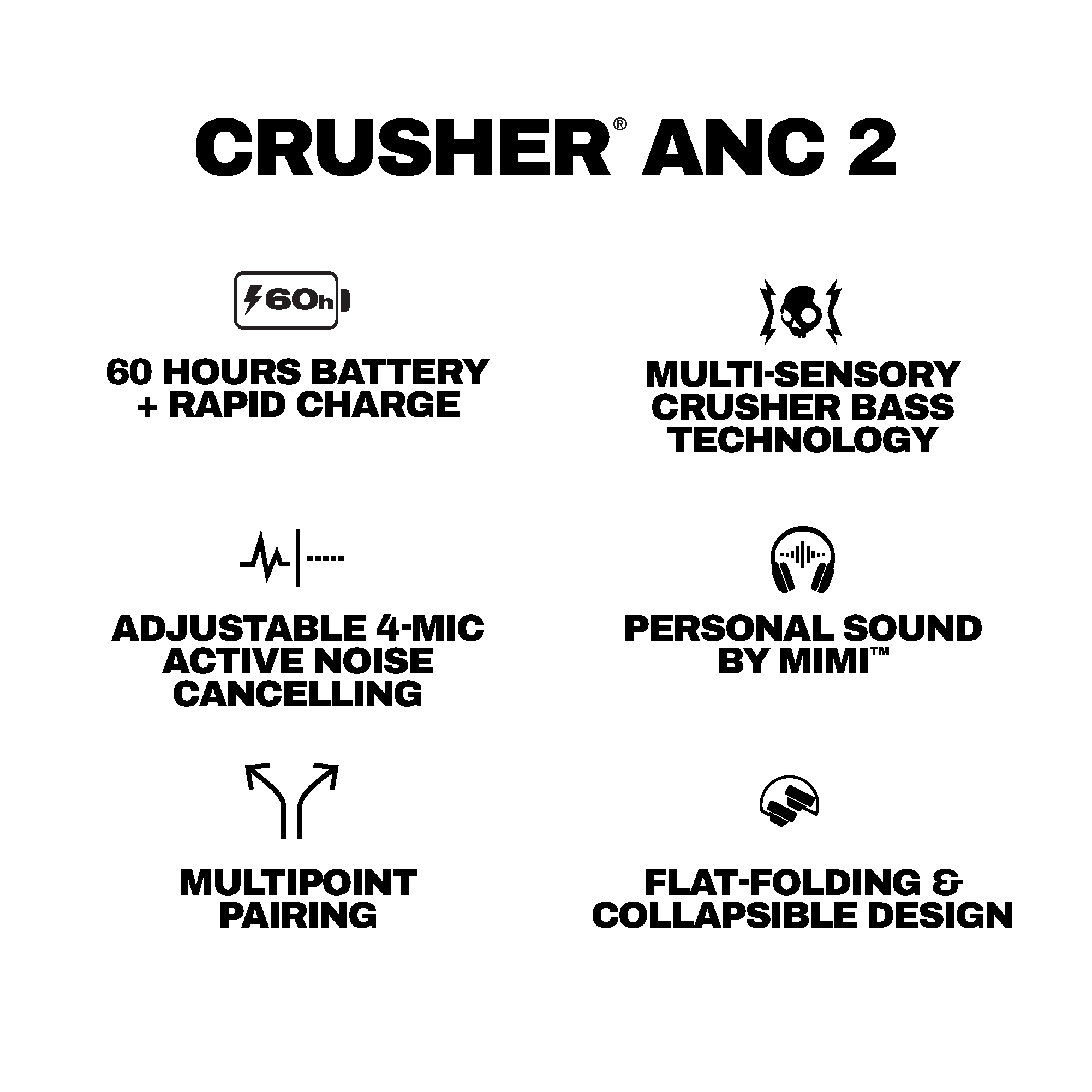 Casque antibruit supra-auriculaire Skullcandy Crusher ANC XT 2