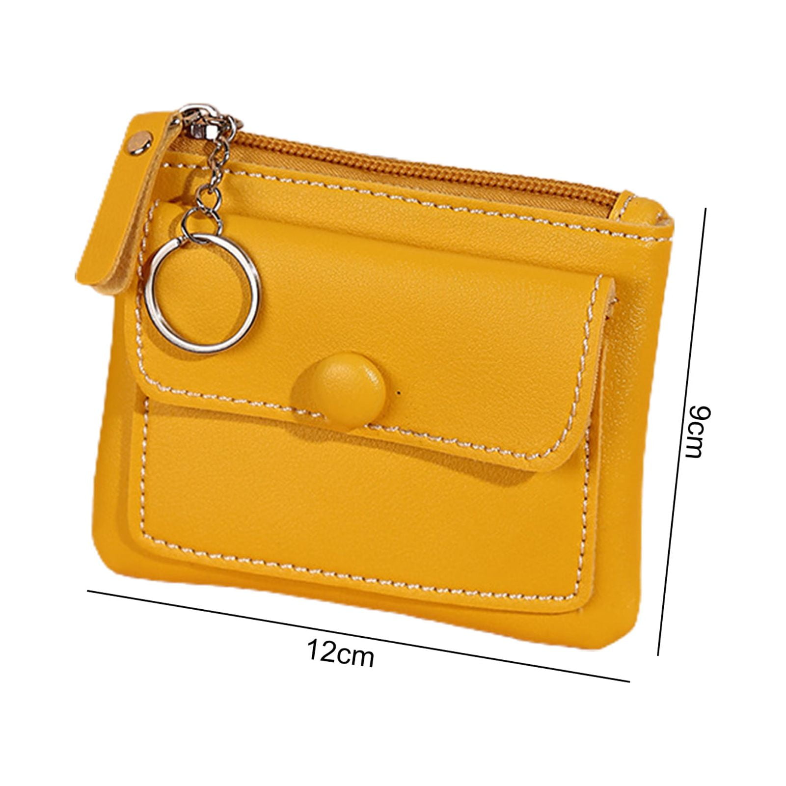 Yesbay Coin Purse Short Two Pockets Large Capacity Zipper Closure Coins  Storage Faux Leather Women Small Money Bag Bank Card Holder for Outdoor