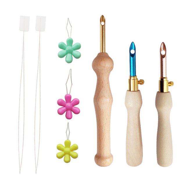 yuksok Embroidery Pens + Threader,Sewing Punch Set Embroidery Punch Weaving Tools for 3x Needle 5 Threader