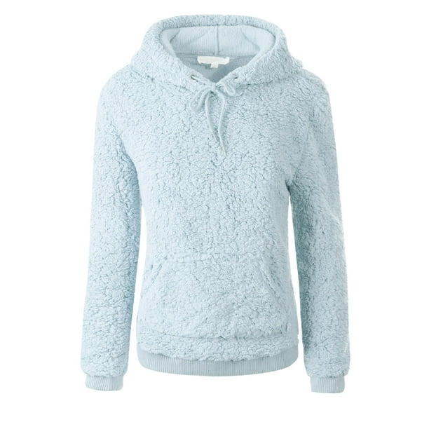 Made by Olivia Women's Super Soft Sherpa Front Pocket Hoodie Pullover -  Walmart.com