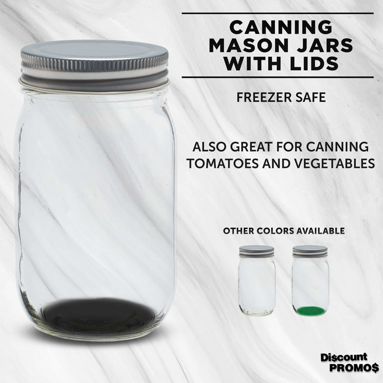 Mason Jars with Lids 16 oz. Set of 10, Bulk Pack - Glass Jars for Overnight  Oats, Candies, Fruits, Pickles, Spices, Beverages - Black