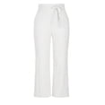 thumbnail image 4 of Lilgiuy Women's Leisure Solid Color High Waist Cotton Linen Wide Leg Pants Elastic Waist Pants White 4 2022 Fall Winter, 4 of 5