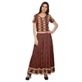 thumbnail image 1 of Moomaya Printed Cold Shoulder Keyhole Neck Crop Top And Palazzo Set Ethnic Wear, 1 of 1
