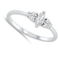 thumbnail image 4 of Clear CZ Marquise Wholesale Engagement Ring .925 Sterling Silver Band White Female Size 7, 4 of 4