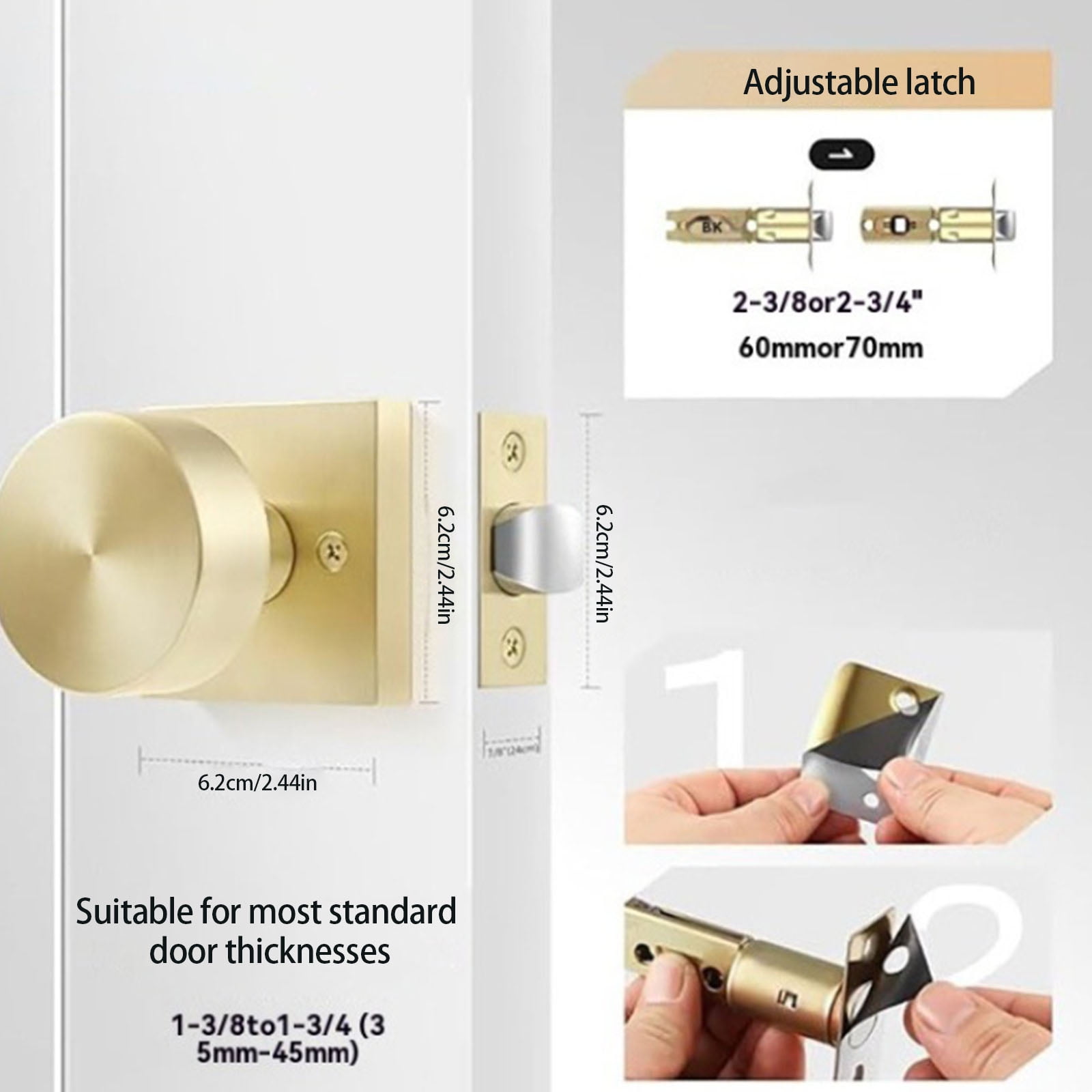 Practical Easy Installion Satins Brass Door Knobs Convenient Accessory for Standard Size Interior Door Daily Use
