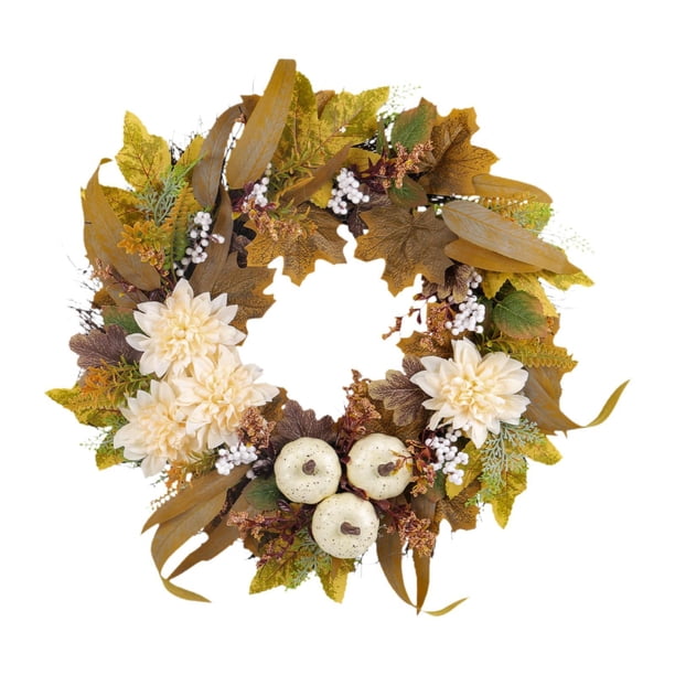 Corona de otoño para puerta de entrada, corona de calabazas artificiales, corona de cosecha de 45cm para chimenea, inauguración de casa, granja,