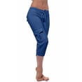 thumbnail image 3 of Capri Pants for Women Plus Size Side Pockets Cargo Pants Elastic Drawstring Casual Cropped Pants, 3 of 5