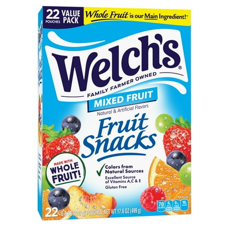 Welch's Fruit Snacks Gluten-Free Mixed Fruit Soft Fruit Snacks for Halloween, .8 oz, 22 Count