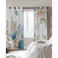 thumbnail image 3 of Marine Life Blackout Curtains for Bedroom Living Room, Shell Coral Starfish Green Eucalyptus Leaves 84 In Long Thermal Insulated Room Darkening Drapes Grommet Window Treatments, 52 x 84 In, 3 of 9