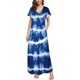 thumbnail image 1 of Puntoco Vestido De Manga Corta Con Cuello En V, Vestido Largo Hasta El Suelo De Verano Para Mujer, Vestido Largo Informal Suelto Con Bolsillos, Abertura De Manga Corta, Azul Xxxl, 1 of 5
