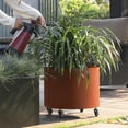 thumbnail image 2 of WORTH Metal Round Planter with Wheels - 14.6''H Modern Heavy Duty Flower Pot Raised Garden Bed - Industrial & Residential - All Weather Use - Indoor Outdoor Garden Deck Vegetables Tomato Use - Rusty, 2 of 6