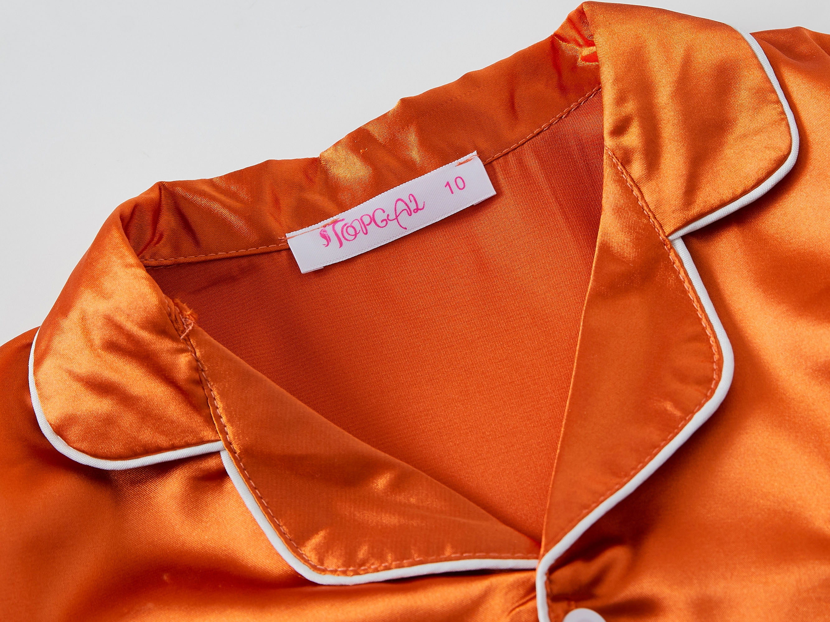 Pajamas for Girls – Burnt Orange Satin Button Up 2-PC Tween & Teen