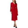 thumbnail image 2 of INSPIRE CHIC Women's Cocktail Dress Wrap Ruched V Neck Long Sleeve Elegant Formal Sheath Dresses M Burgundy, 2 of 6