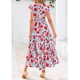 thumbnail image 2 of Vestido midi PRETTYGARDEN para mujer con cuello en V con estampado floral de verano 2025, 2 of 9