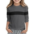 thumbnail image 4 of Blusas y camisas de manga corta con cuello redondo para verano y primavera, moda para niños pequeños, blusa lisa con cuello redondo y manga 3/4 para mujer, blusa de poliéster para niños, 4 of 5