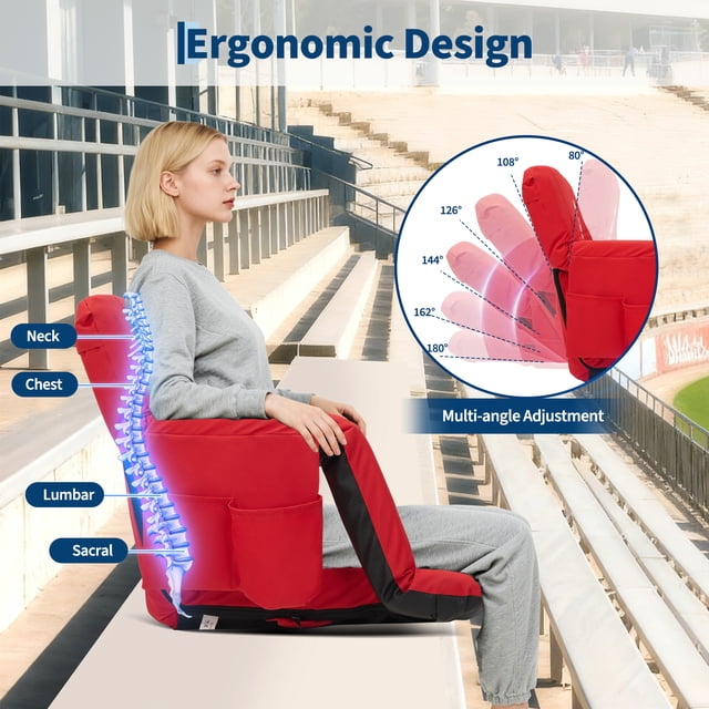 Kojooin Ensemble de 2 Chaises de Stade Portatives Inclinables, Dossier Rembourré et Accoudoirs Réglables pour Gradins