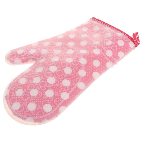 ROMANSENTIAL Oven Mitts Silicone Heat Resistant Pink Double-layer Design 1Pack