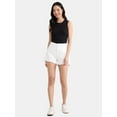 thumbnail image 5 of Time and Tru Women's Destructed Hem High Rise Denim Shorts, 4" Inseam, Sizes 0-20, 5 of 5