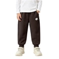 thumbnail image 2 of LUGOGNE Boys Jogger Pants Warm Fleece Lined Active Sweatpants Textured Kids Fall Winter Clothing with Pockets Coffee,Size 7, 2 of 9
