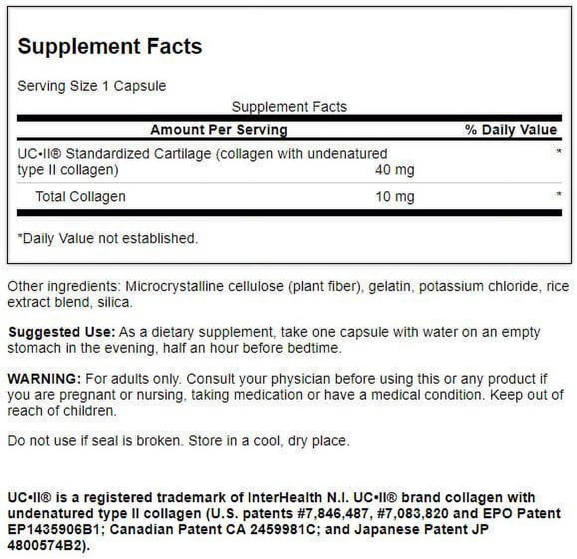 Swanson Uc-Ii Standardized Collagen 40 mg 60 Capsules