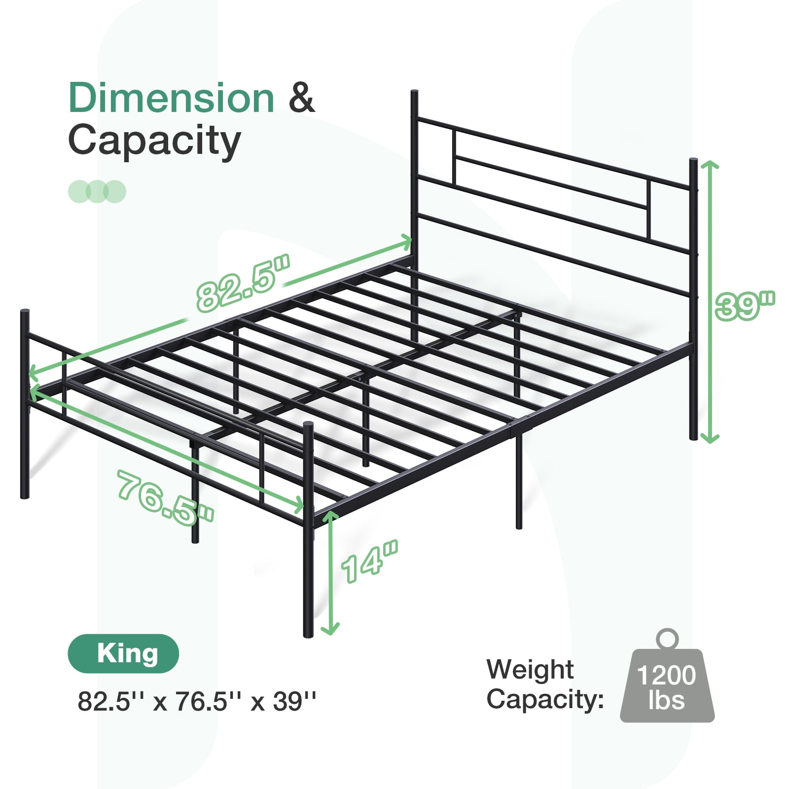 Novilla King Size Bed Frame with Headboard and Footboard, 14 Inch Metal Platform Bed Frame King, Large Storage Space, Strong Metal Slats Support, Mattress Foundation No Box Spring Needed