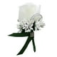thumbnail image 5 of Ramo de rosas de seda artificial / Boutonnieres, flores de boda hechas a mano, Blanco y verde oscuro, 5 of 9