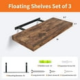 thumbnail image 3 of Floating Shelves for Wall Set of 3, 16" Rustic Brown Floating Shelves for Wall Decor, Home Decor, Frame Display Wall Mounted Wall Shelf for Bedroom, Kitchen, Bathroom, Living Room, 3 of 12