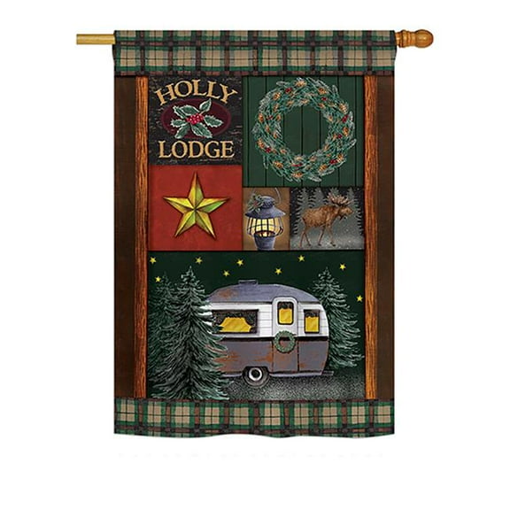 Breeze Decor BD-WT-H-114143-IP-BO-DS02-US Holly Lodge Winter - Seasonal Winter Wonderland Impressions Decorative Vertical House Flag - 28 x 40 in.