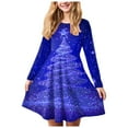 thumbnail image 1 of Splozh Robe Fille Noël Robe de Fille Imprimé de Noël Bal Fête Fête de Noël Robes de Fille Bleu,13-14 Ans, 1 of 5