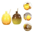 thumbnail image 5 of Ensemble de 2 Pots à Miel avec Couvercle et Tige de Mélange Pot de Rangement en Céramique, 5 of 5