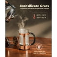 thumbnail image 3 of BAYKA Cafetera de prensa francesa de 34 onzas y 1 litro, prensa de café de acero inoxidable de vidrio de borosilicato espesado resistente al calor, cafetera fría, prensa de té para cocina, viajes, cam, 3 of 5