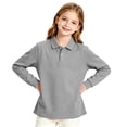 thumbnail image 4 of Girls Long Sleeve Polo Shirt School Uniform Casual Fall Comfy Smooth Knit Top Back to School Outfit, 4 of 7