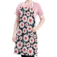 thumbnail image 5 of Black Daisy Flower Retro Pattern Apron-Garden Aprons for Women with Pockets-Cotton Linen Waterproof Kitchen Cooking Gardening Aprons Adjustable for Kitchen,Cooking,BBQ and Salon 33x27 Inch, 5 of 7