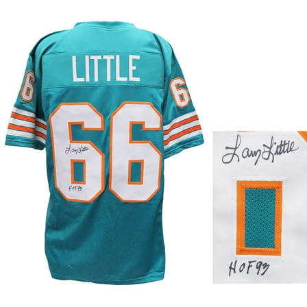 Larry Little Signed Teal Throwback Custom Football Jersey w/HOF'93